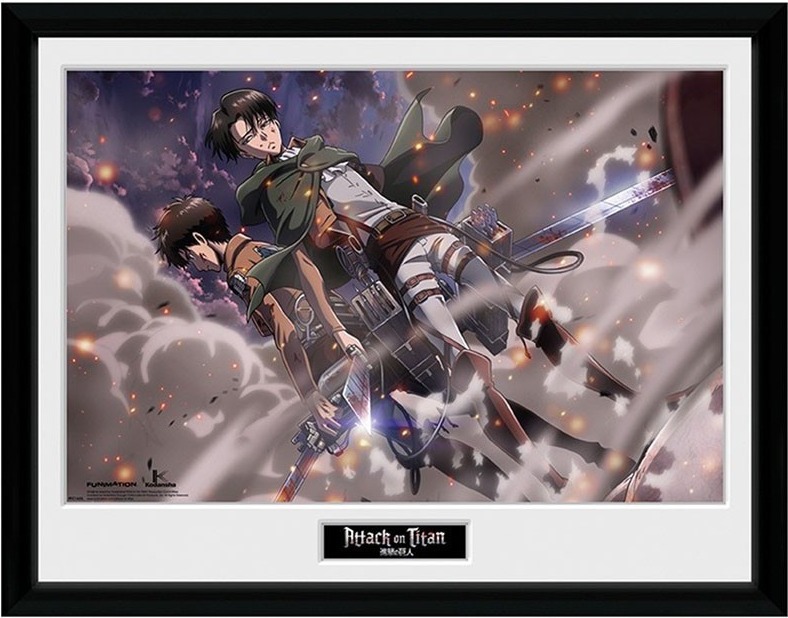 ATTACK ON TITAN - Poster encadré Eren et Levi  - L'ATTAQUE DES TITANS