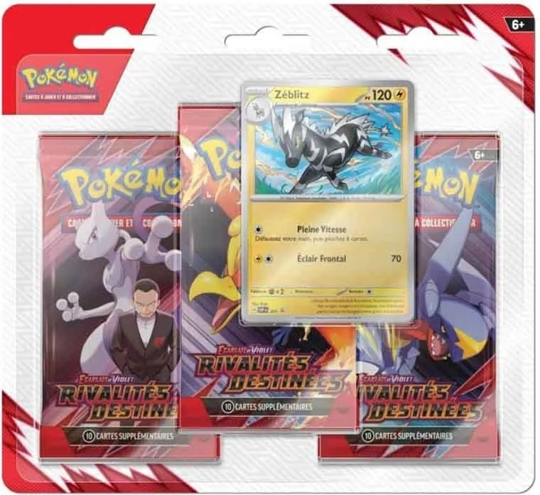 Pokémon - Tripack 3 Boosters - EV10 Rivalités Destinée Zéblitz  - Cartes à collectionner