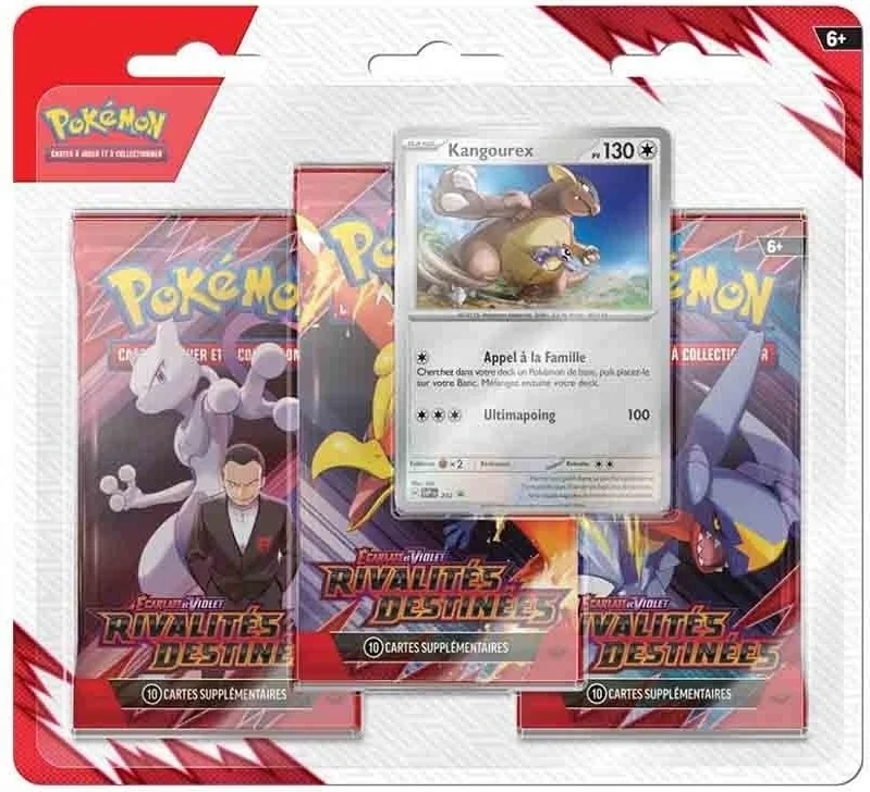 Pokémon - Tripack 3 Boosters - EV10 Rivalités Destinée Kangourex  - Cartes à collectionner