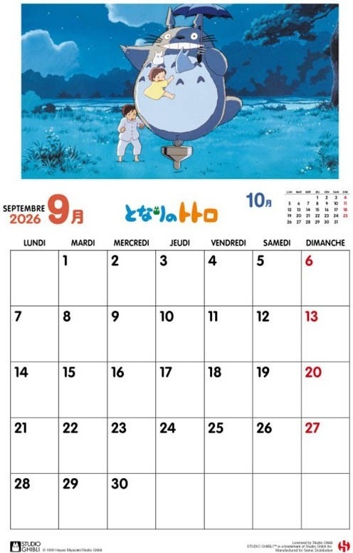 Mon voisin Totoro - Calendrier 2026  -  TOTORO - GHIBLI