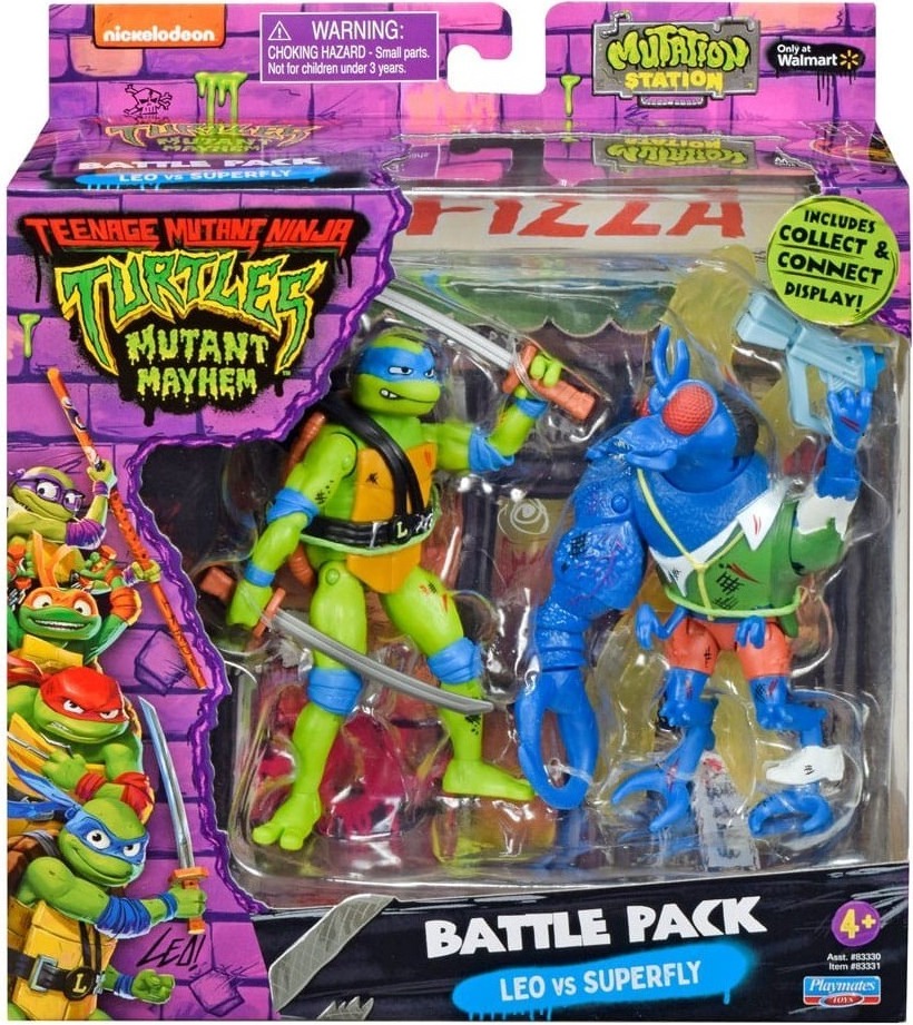 Tortues Ninja - Figurines Leonardo vs Super Fly  - AUTRES FIGURINES