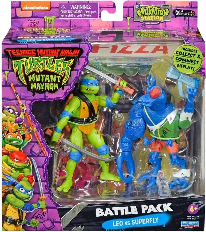 Tortues Ninja - Figurines Leonardo vs Super Fly  - AUTRES FIGURINES