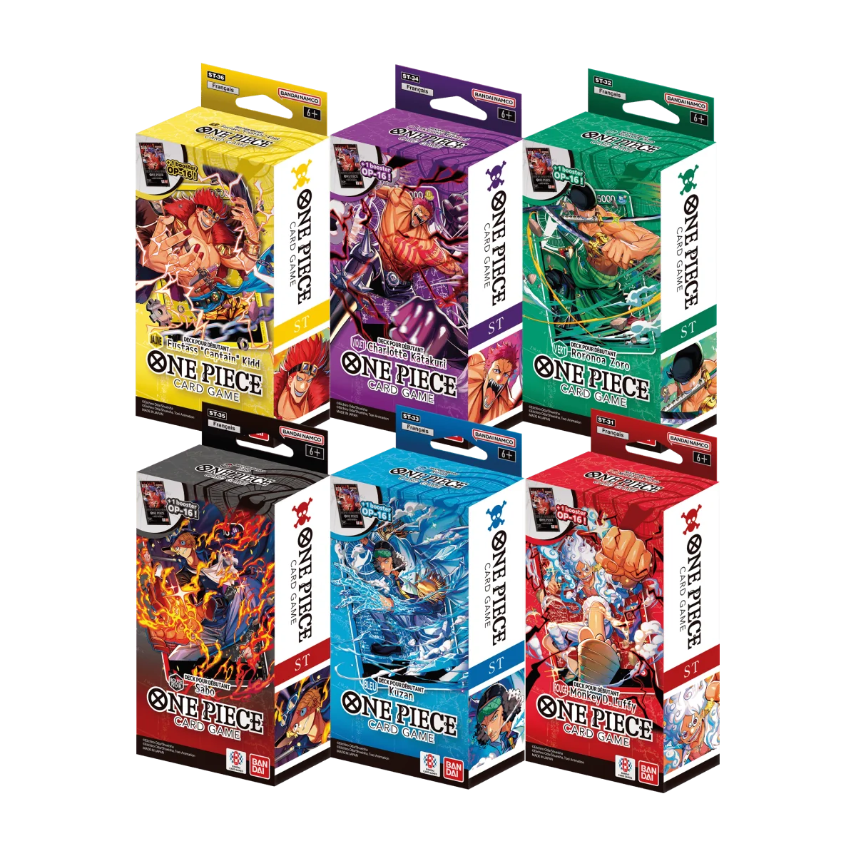 Pack 6 Decks One Piece TCG (ST31-ST36) Fr - Starter Decks Débutant